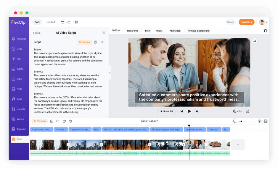 Flex clip video script